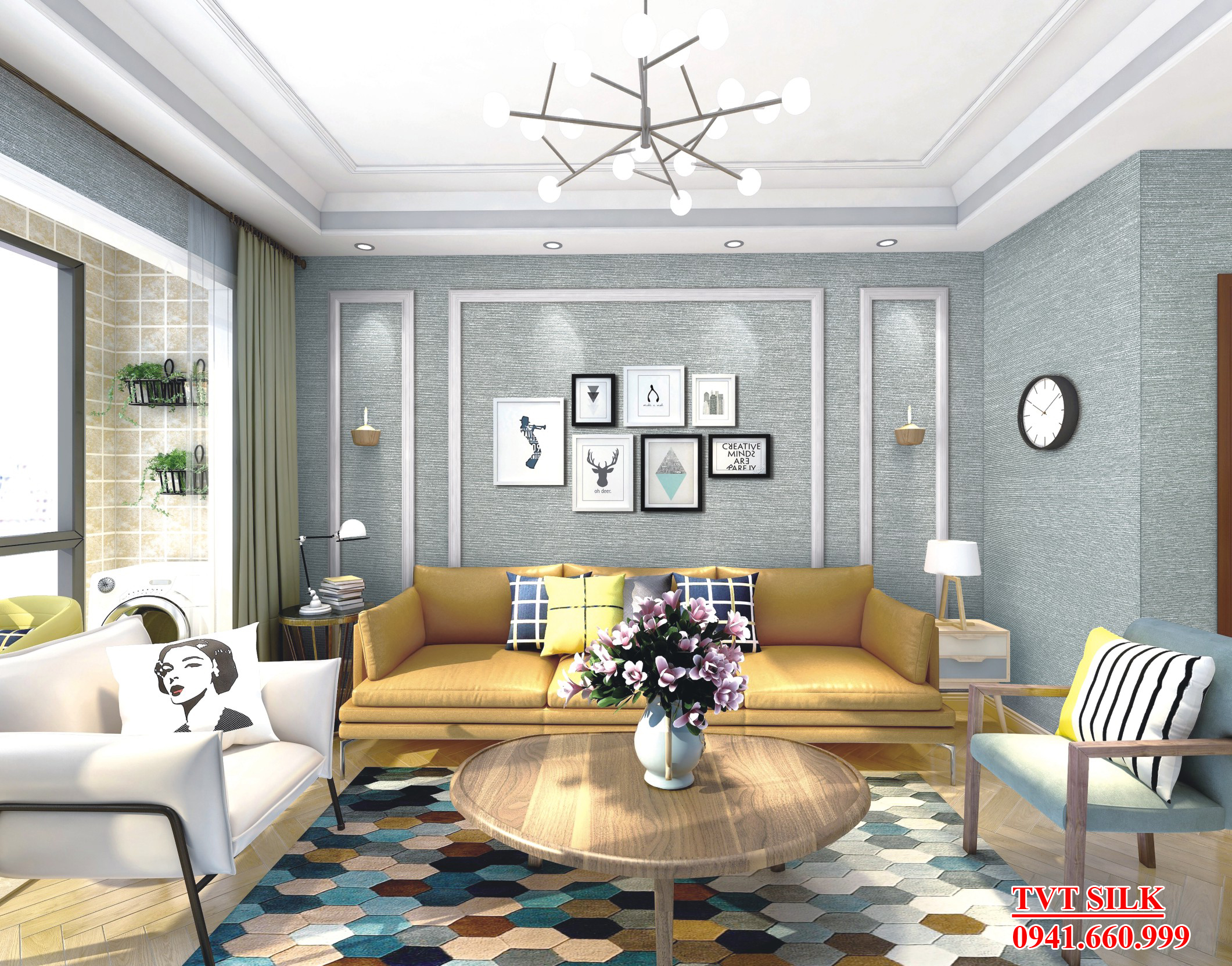 Vải dán tường Hoa Văn Kẻ Ngang- KN4