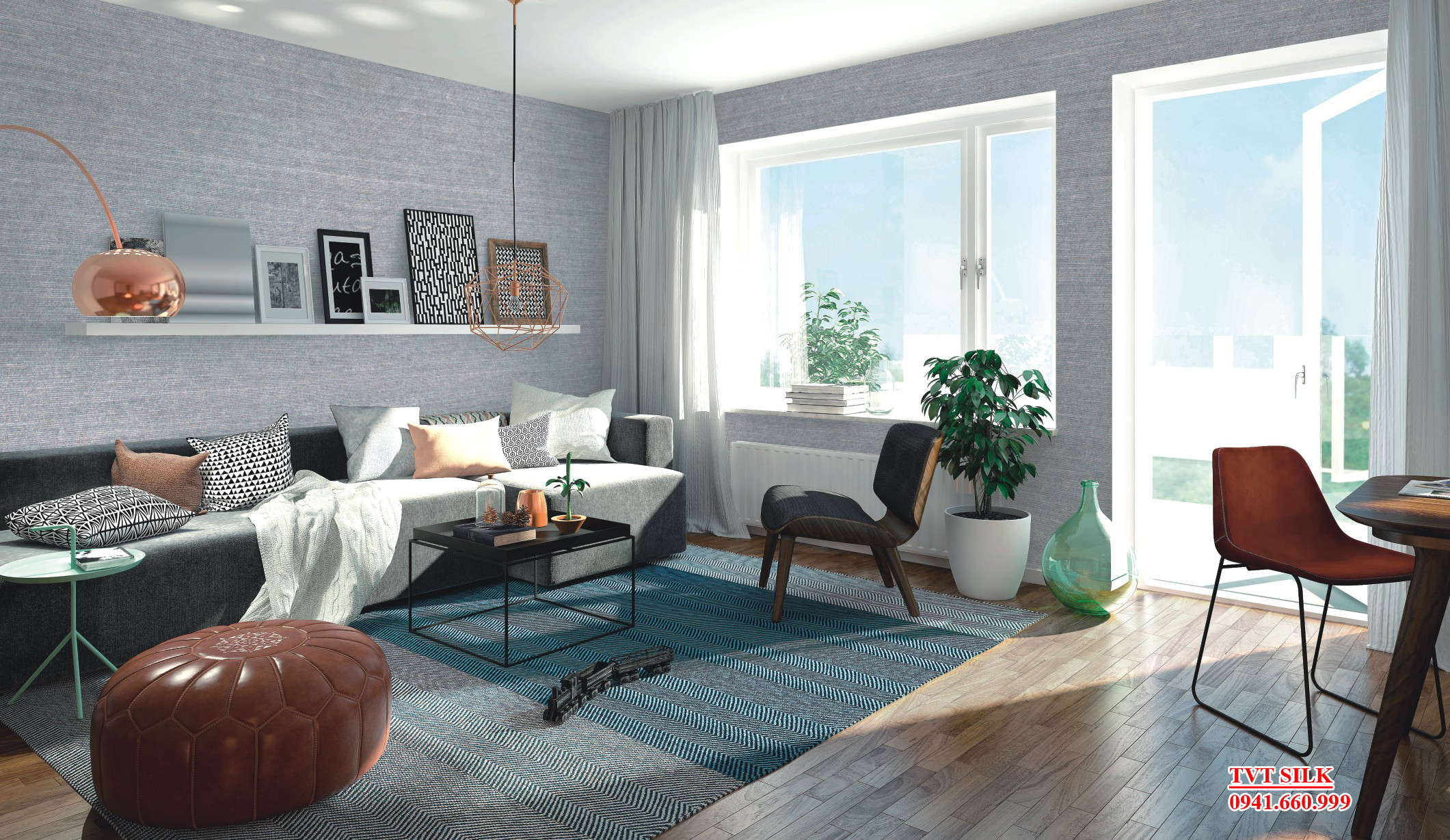 Vải dán tường Hoa Văn Kẻ Ngang- KN1